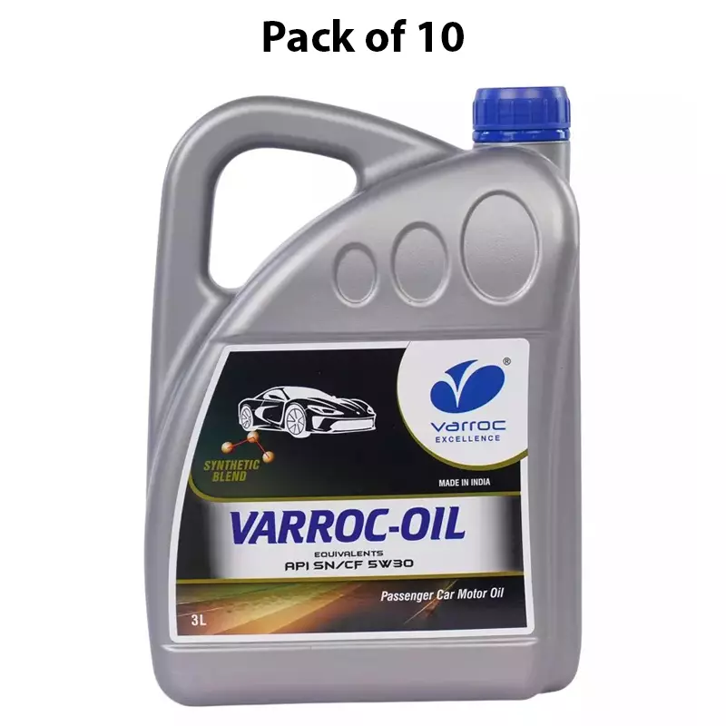 Varroc SAE 5W-30 SN MA2 Synthetic Engine Oil 3 L for 2, 3 & 4 Wheeler, VOIL-5W30-3000SN (Pack of 10)