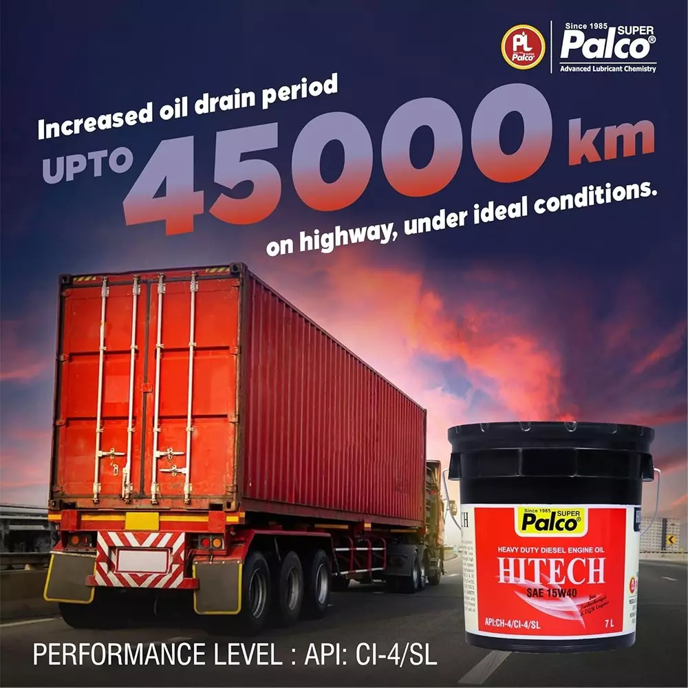 Palco Hitech Engine Oil 7 L Capacity CI-4 / SL API 15W40 Clear Golden Natural