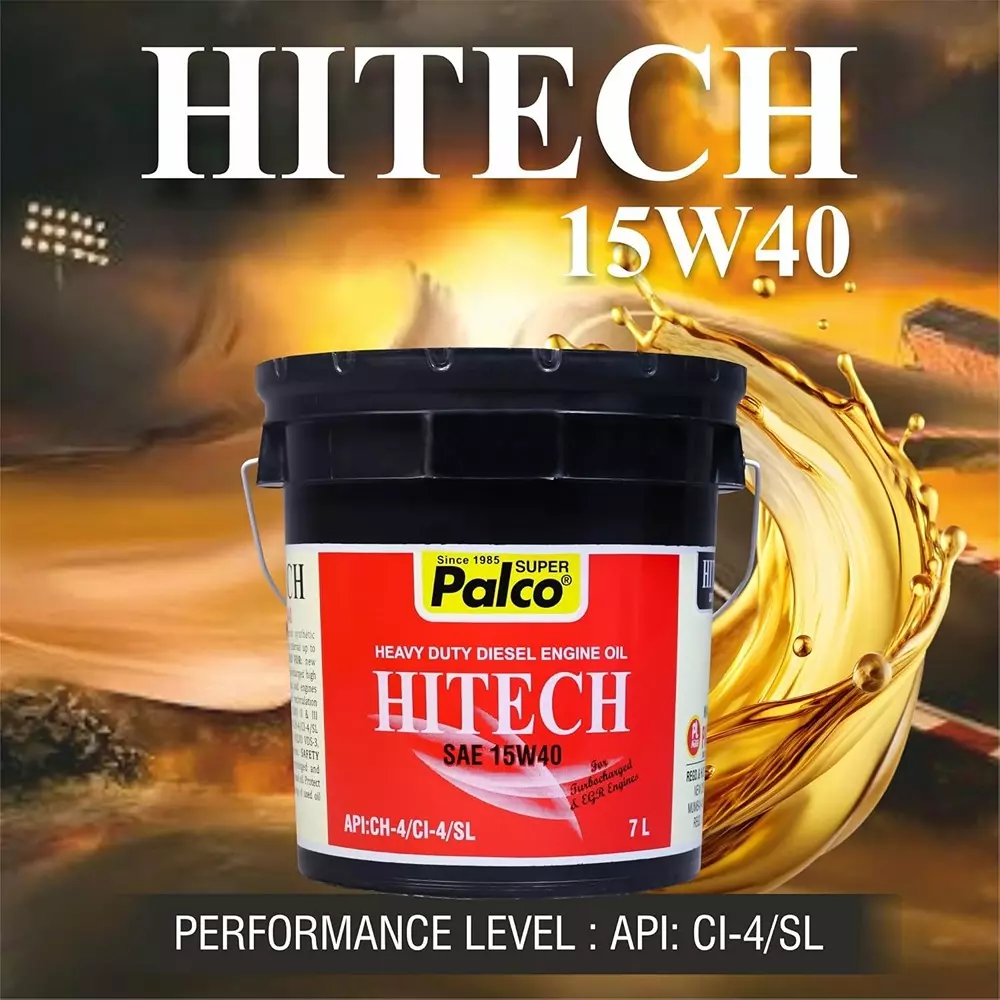 Palco Hitech Engine Oil 7 L Capacity CI-4 / SL API 15W40 Clear Golden Natural