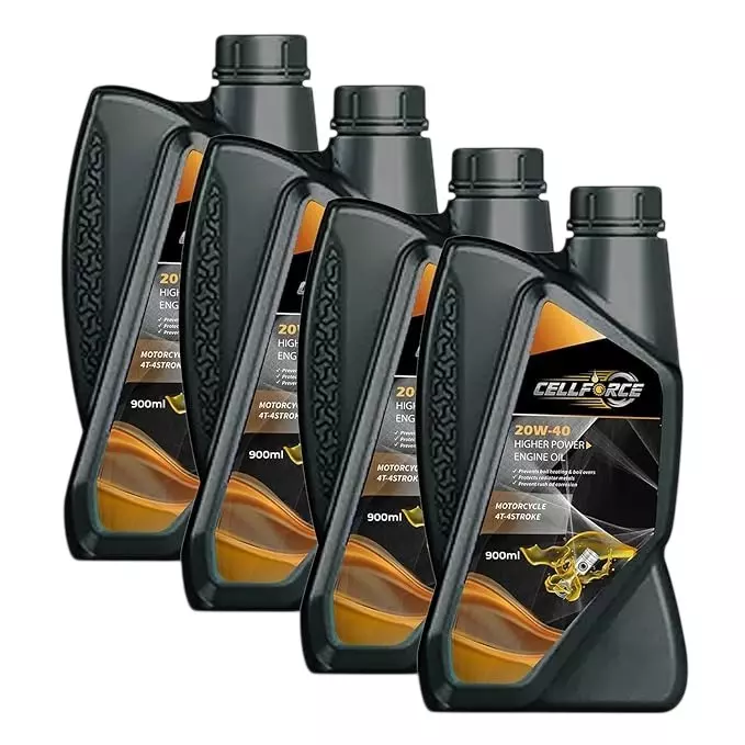 Cellforce Fully Synthetic 4 T-4 Stroke Engine Oil Yellow 900 ml Bottle Liquid Product Form for Motorcycle Use, C_20w40_3600ML (Pack of 4 Pcs)