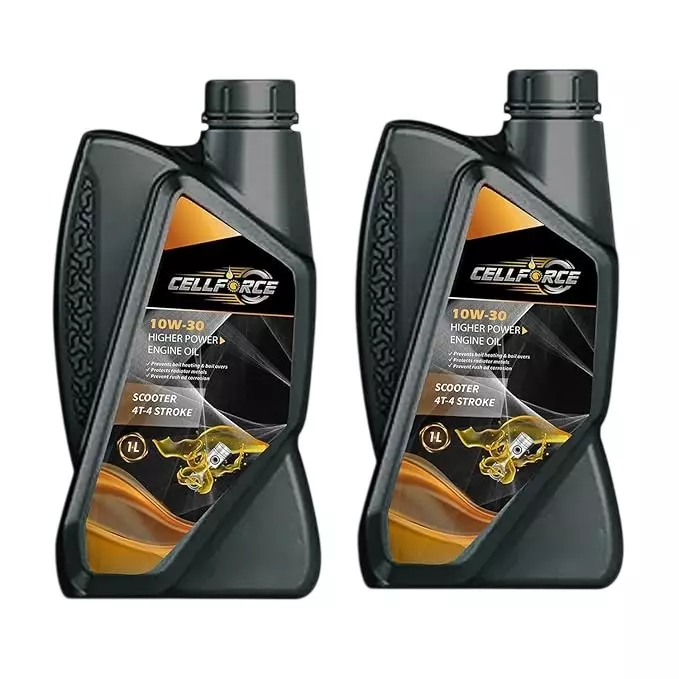 Cellforce Fully Synthetic 4 T-4 Stroke Engine Oil Yellow 1 L Bottle Liquid Product Form for Scooter Use, C_10w30_2L (Pack of 2 Pcs)