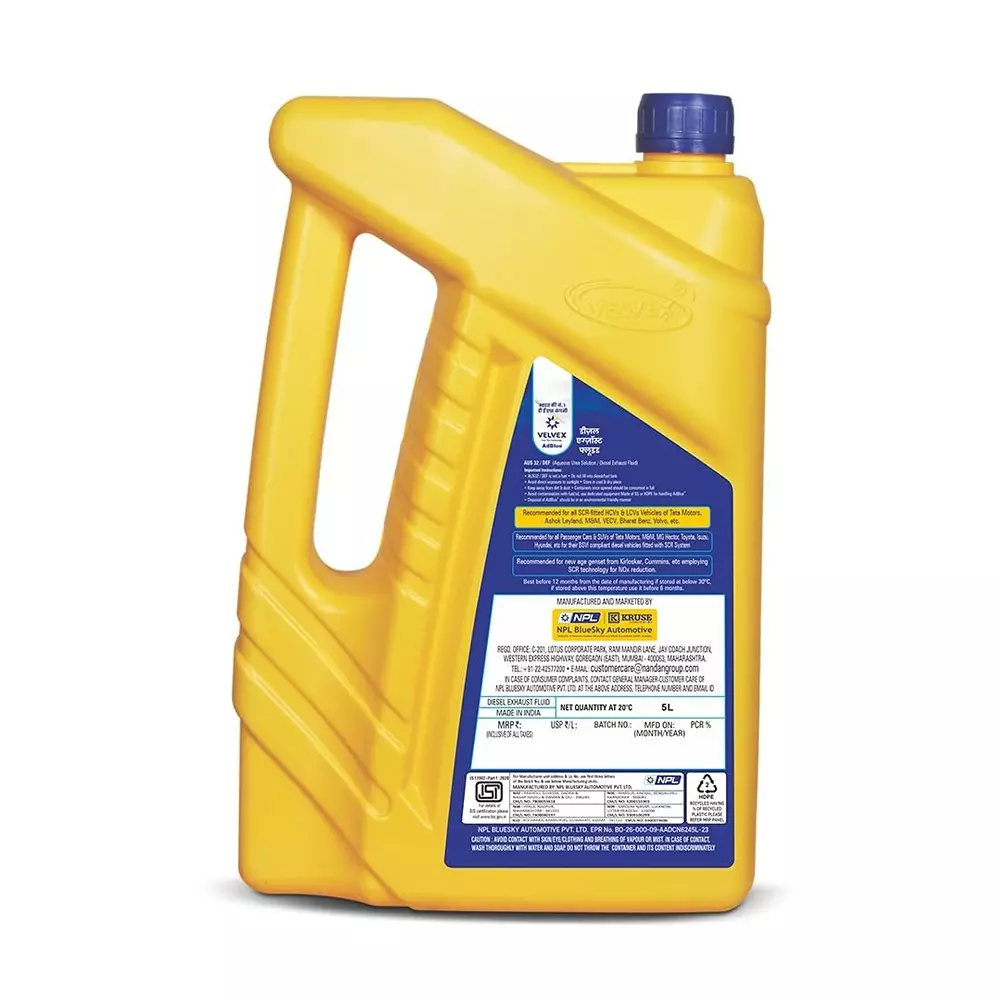 VELVEX AdBlue Diesel Exaust Fluid 5 L for All Diesel Engines for BS4 & BS6
