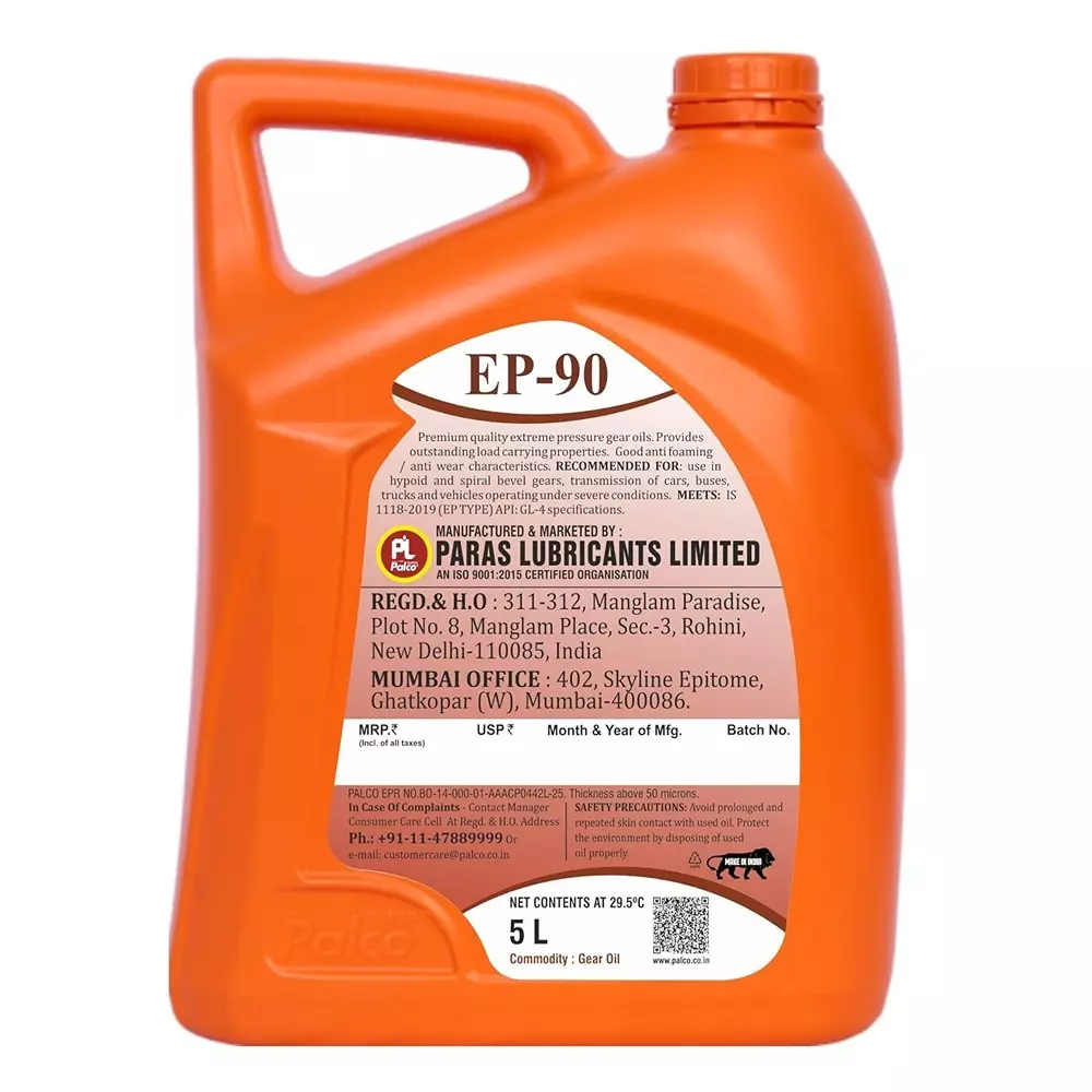 Palco  Gear Oil 5 L Capacity GL-4 API EP-90 Clear Golden Natural