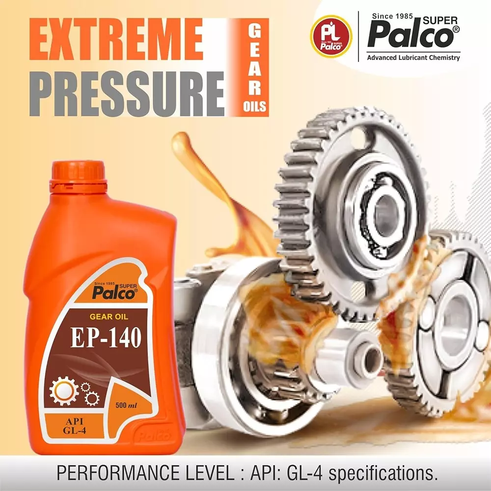 Palco  Gear Oil 500 m L Capacity GL-4 API EP-140 Clear Golden Natural