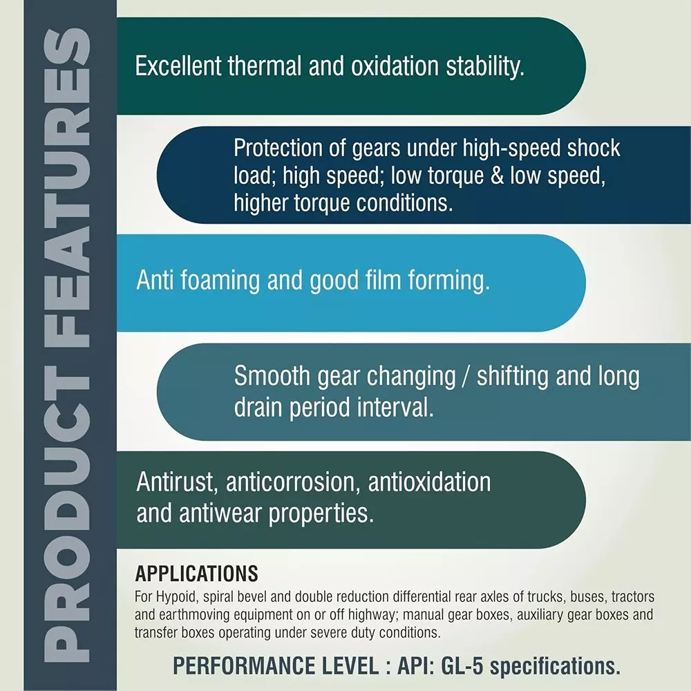 Palco Hypoid Gear Oil 1 L Capacity GL-5 API 80W90 Clear Golden Natural