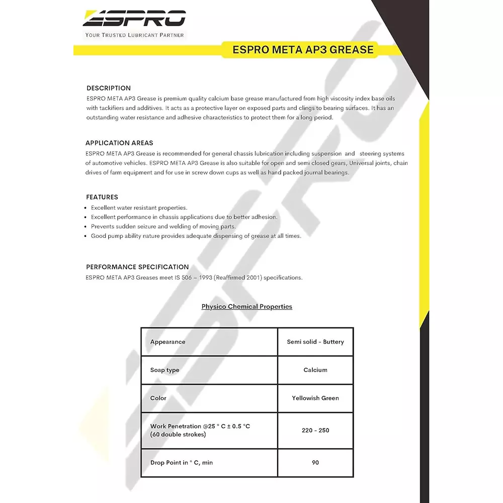 ESPRO Meta AP3 Yellow Grease Calcium-Based 5 Kg