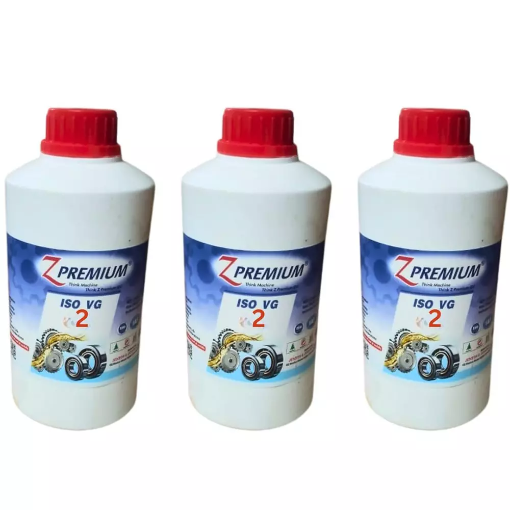 Z Premium ISO VG 2 Hydraulic Oil 1 L High-Performance Superior Anti-Wear Lubricant for Industrial Machinery and Compressors (Pack of 3)