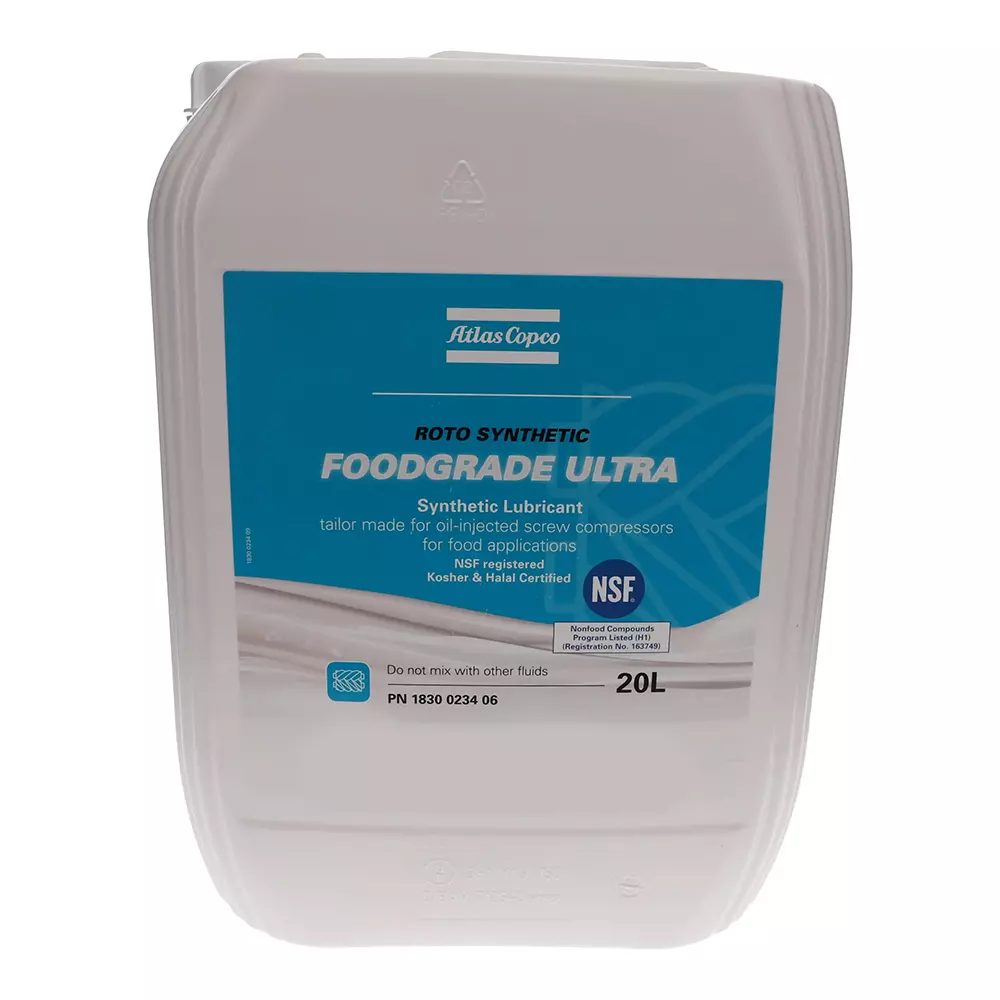 Atlas Copco Food Grade Oil Based 20 L Can Liquid form for Rotary Screw Compressors Use, 1630054200