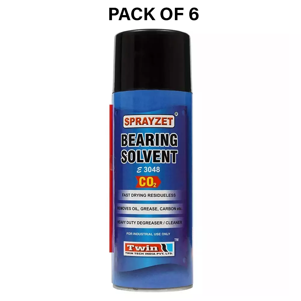 SPRAYZET Bearing Solvent CO2 Spray 500 ml for Industrial Use, E3048 (Pack of 6)