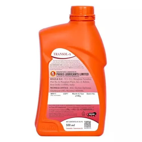 Palco Type A Suffix A Steearing Oil 500 ml Capacity Transol-A Clear Red