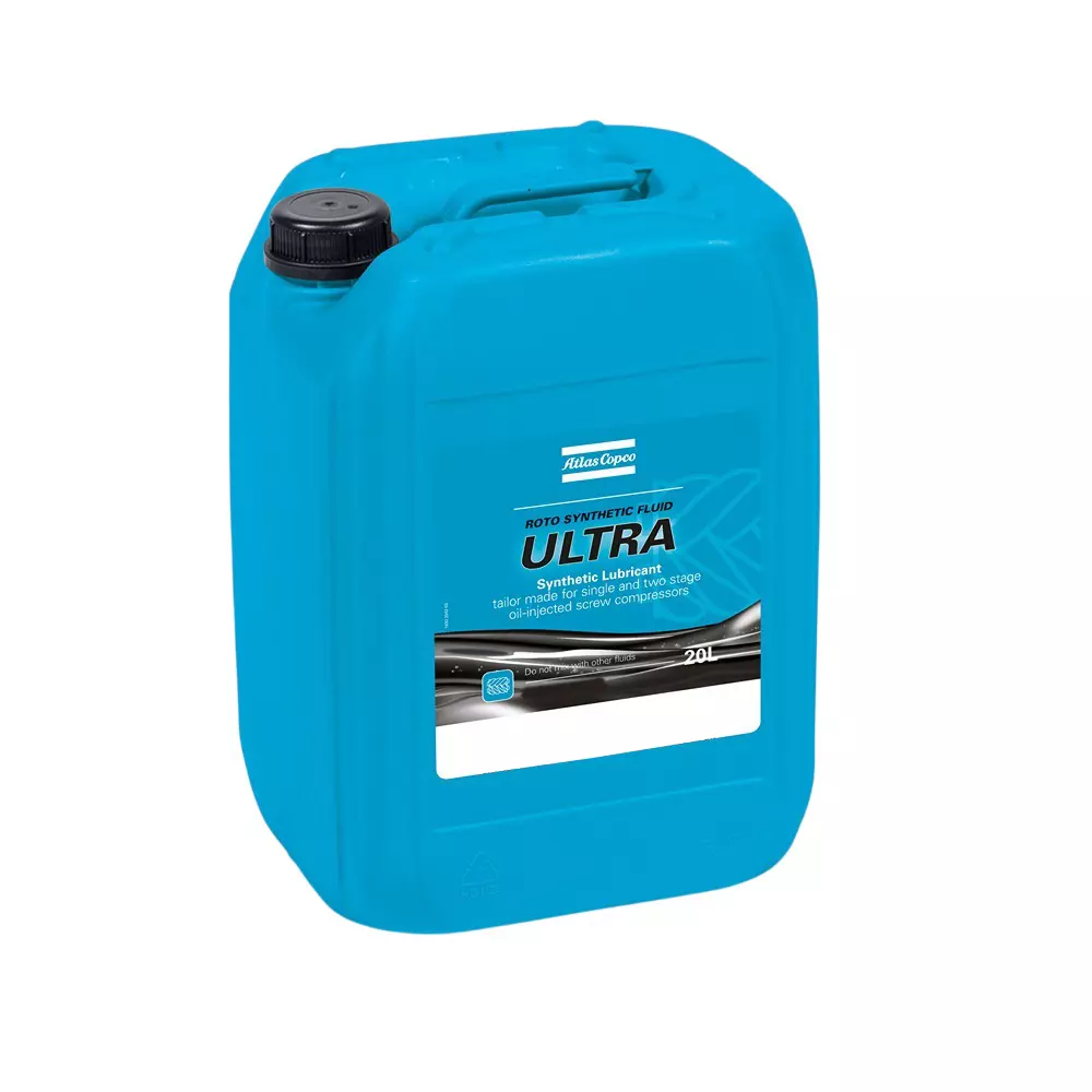 Atlas Copco Roto Synthetic Fluid Ultra Oil 20 L Can Liquid Form 0°C to +40°C Range for Compressors Use, 1630204120
