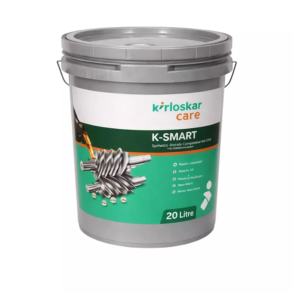 Kirloskar K Smart Oil Premium Mineral Base With Special additives 20 L Bucket Liquid form for Rotary Screw Compressors Use