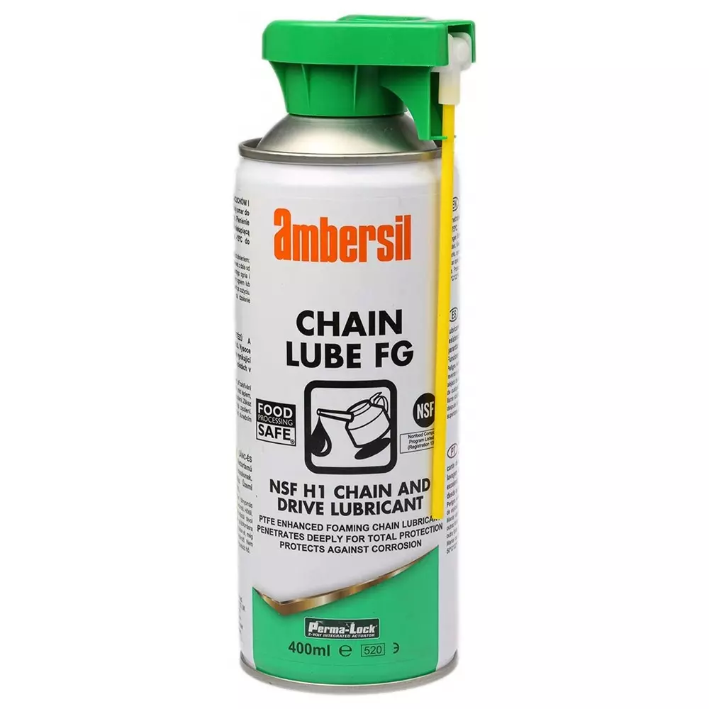 Ambersil Perma-Lock Chain Lube Oil, PTFE Lubricant 400 ml Aerosol,Food Safe, 30245