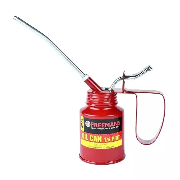 Freemans Metal Oil Can Fixed Spout 1/4 Pint Red for Bikes, Cars, Machines, OC14