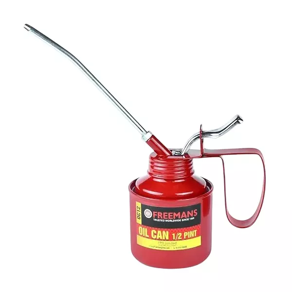 Freemans Metal Oil Can Fixed Spout 1/2 Pint Red for Bikes, Cars, Machines, OC12