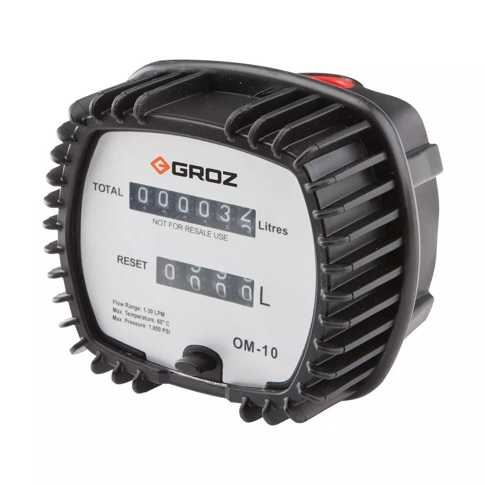 Groz Mechanical Oil Meter 12.7 mm (1/2 inch) NPT (F) Thread Up to 30 LPM Flow Rate, OM/10/1-2/N