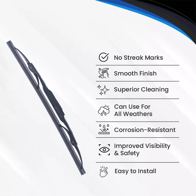 Varroc Wiper Blade 9 mm U Hook 13 inch 330 mm Smooth & Silent Cleaning, K353759800 (Pack of 30)