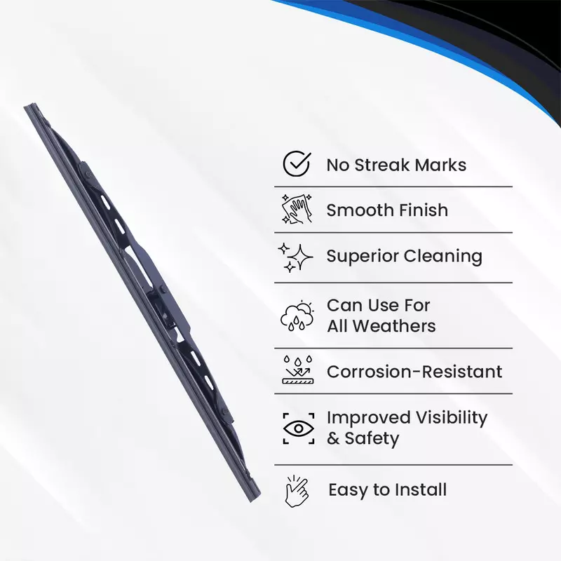 Varroc Wiper Blade 9 mm U Hook 12 inch 305 mm Smooth & Silent Cleaning, K353759700 (Pack of 60)