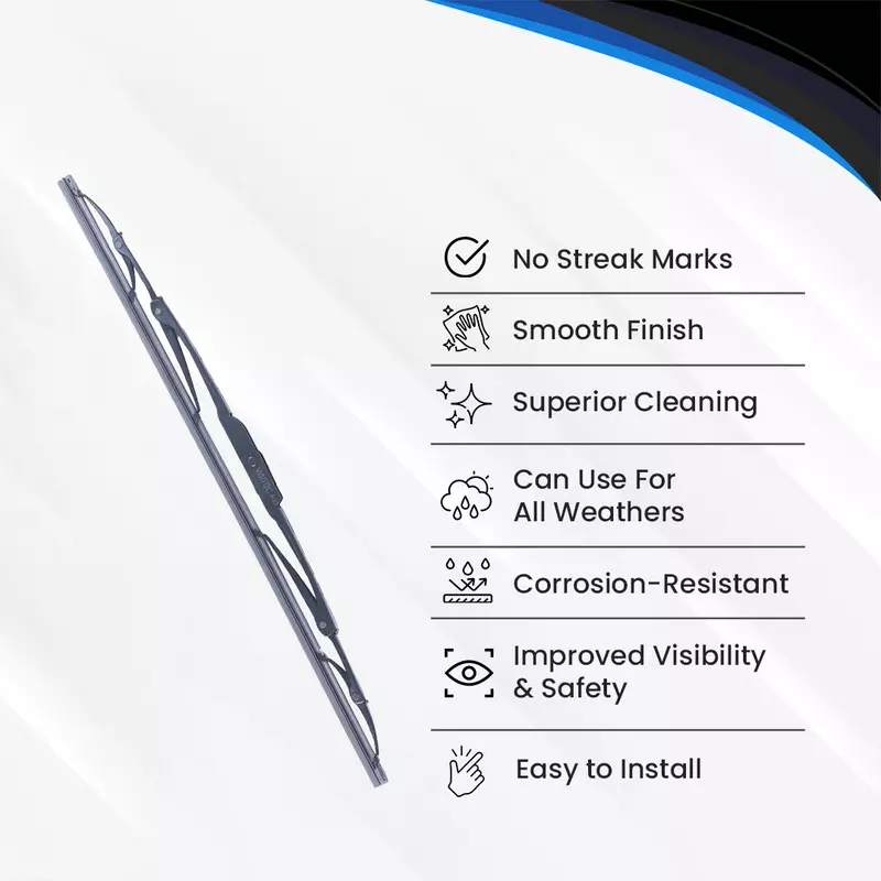 Varroc Wiper Blade 9 mm U Hook 19 inch 483 mm Smooth & Silent Cleaning, K353760400 (Pack of 30)