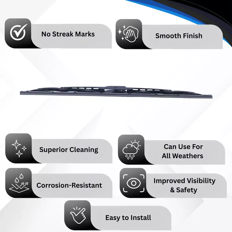 Varroc Wiper Blade 9 mm U Hook 20 inch 508 mm Smooth & Silent Cleaning, K353760500 (Pack of 30)