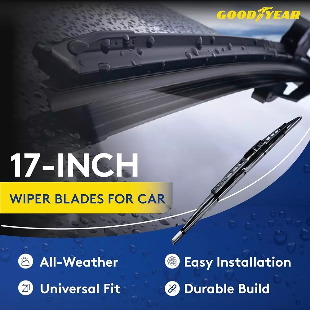 Goodyear Car Wiper Blade 43.18 cm (17 inch) Advanced Nanotech Graphite-Coated Rubber Black with Universal Adaptor Socket, GYWBPC1017