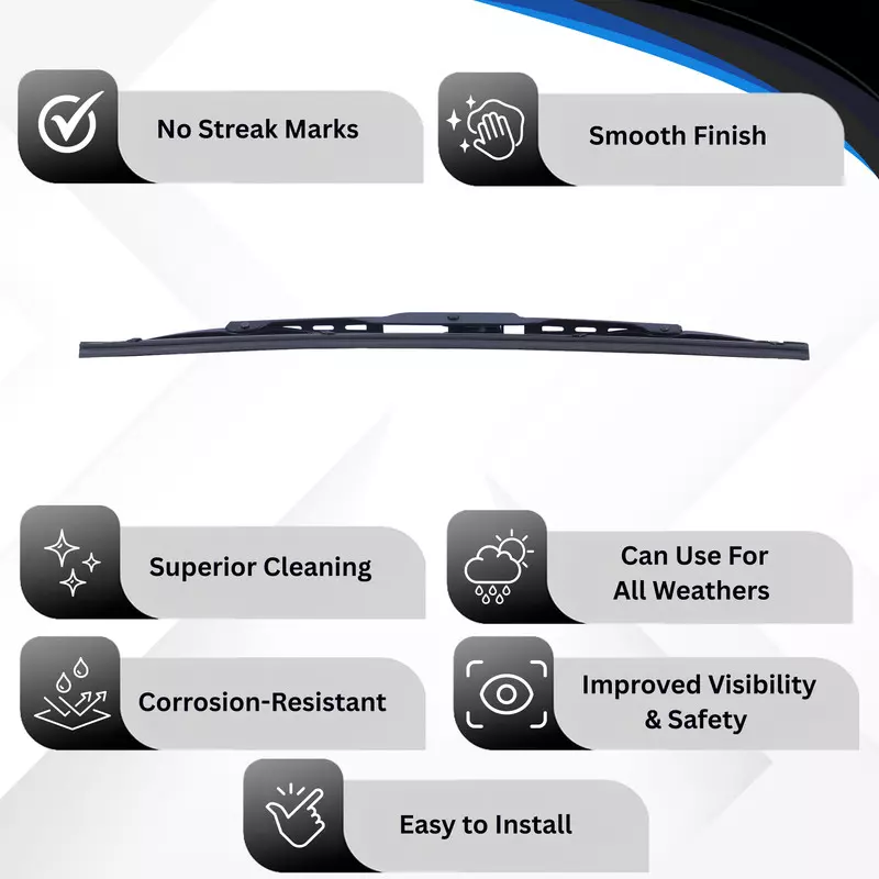 Hiker By Varroc Wiper Blade 9 mm U Hook 15 inch 381 mm Smooth & Silent Cleaning, K353760000 (Pack of 30)