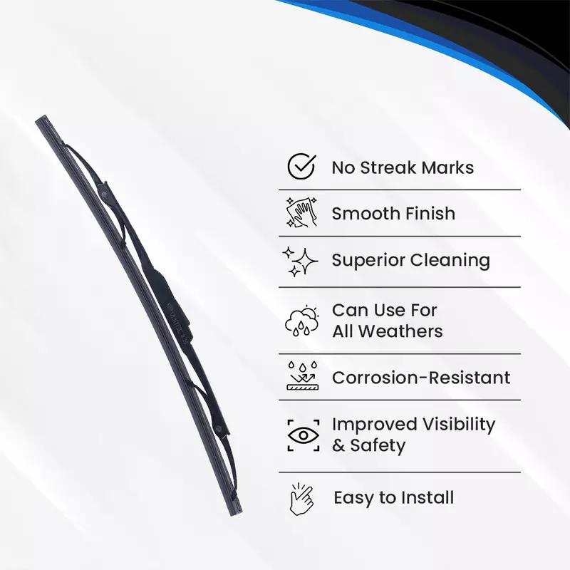 Hiker By Varroc Wiper Blade 9 mm U Hook 15 inch 381 mm Smooth & Silent Cleaning, K353760000 (Pack of 30)