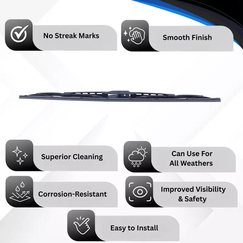 Varroc Wiper Blade 9 mm U Hook 21 inch 533 mm Smooth & Silent Cleaning, K353760600 (Pack of 30)