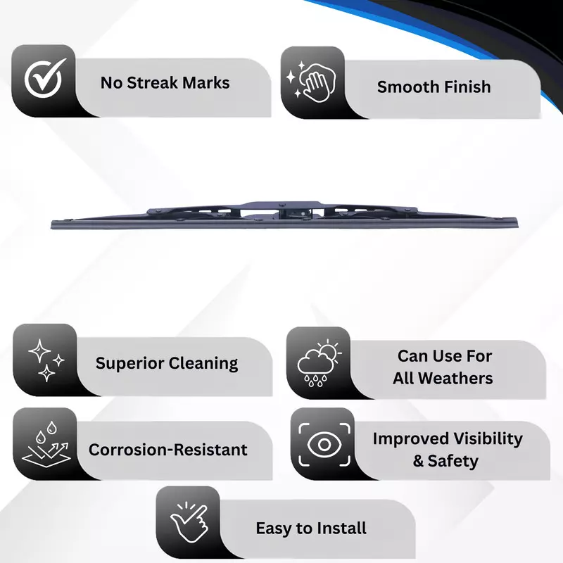 Hiker By Varroc Wiper Blade 9 mm U Hook 16 inch 406 mm Smooth & Silent Cleaning, K353760100 (Pack of 60)
