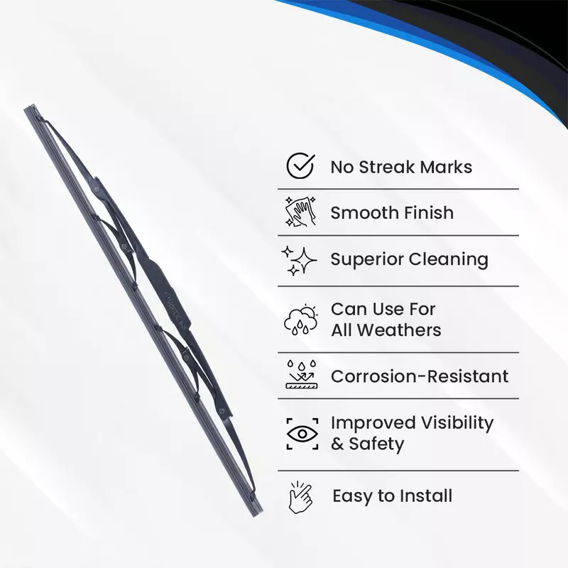 Hiker By Varroc Wiper Blade 9 mm U Hook 16 inch 406 mm Smooth & Silent Cleaning, K353760100 (Pack of 60)