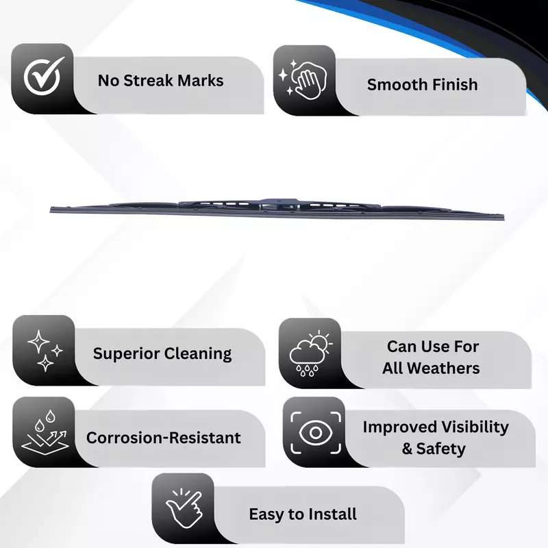 Varroc Wiper Blade 9 mm U Hook 26 inch 660 mm Smooth & Silent Cleaning, K353760900 (Pack of 60)
