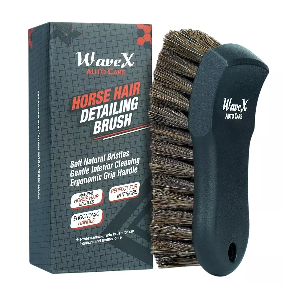 WAVEX Horse Hair Detailing Brush Black Color for Cleaning Car Interiors, Leather, Dashboard & Upholstery, HBRUSH