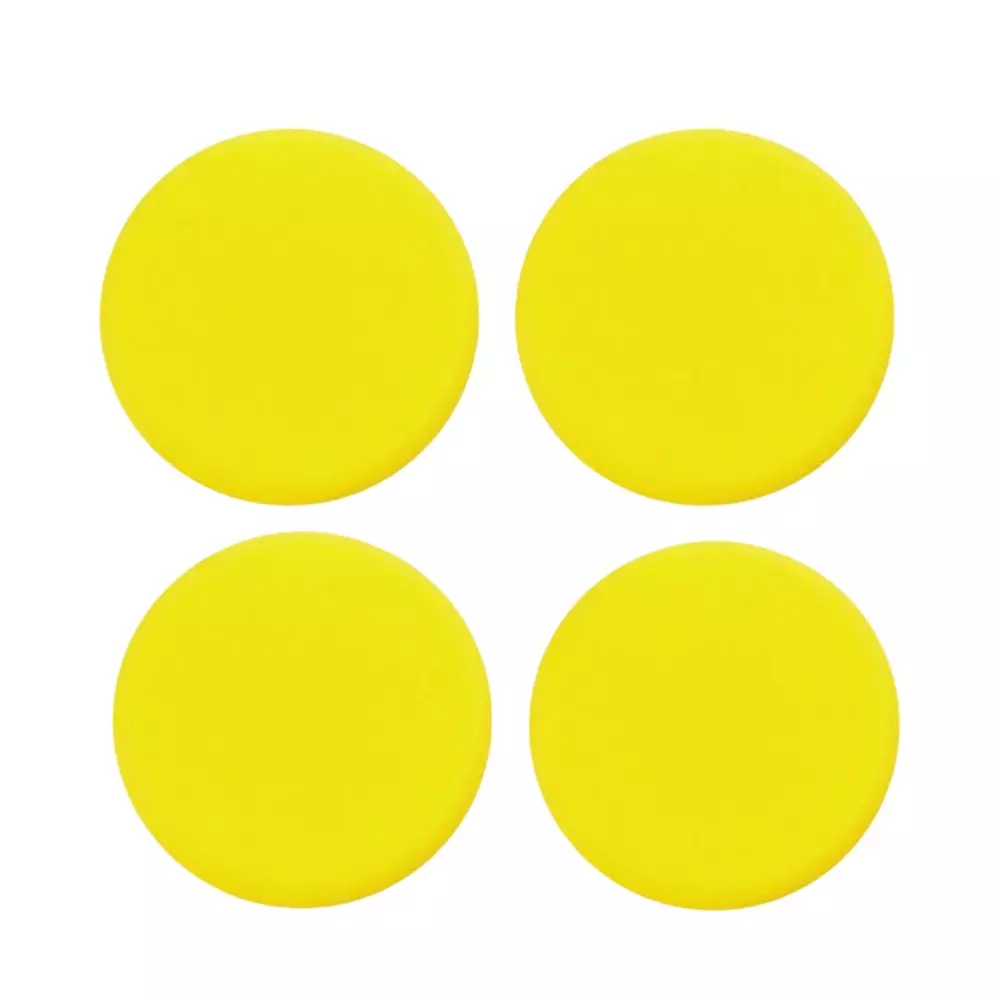 Kangaroo 4 Pcs Foam Applicator Round Shape Yellow Color and Reusable for Car, Bike, Kitchen, Bathroom, Walls, Windows & More, SPONGE- 4 SET