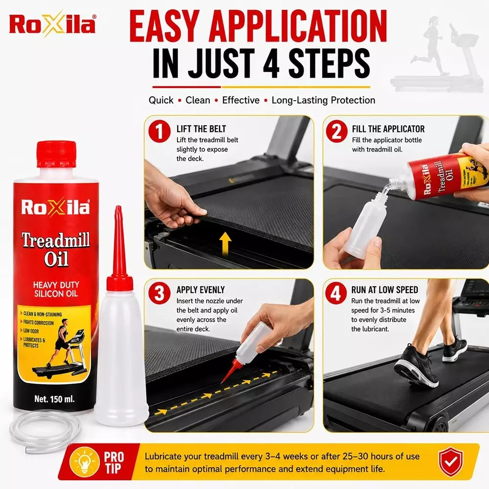 roxila-pure-silicone-treadmill-lubricant-oil-heavy-duty-high-viscosity-with-squeeze-bottle-and-nozzle-150-ml-pack-of-5