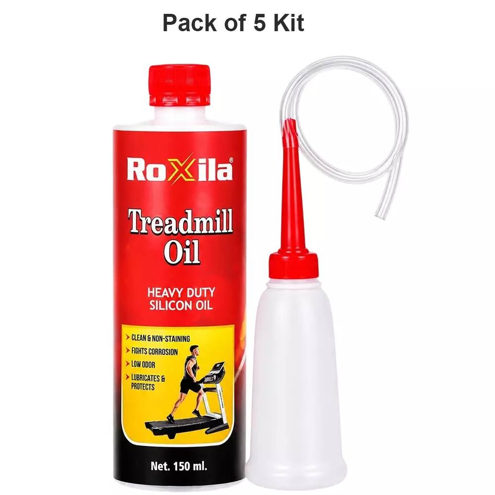 roxila-pure-silicone-treadmill-lubricant-oil-heavy-duty-high-viscosity-with-squeeze-bottle-and-nozzle-150-ml-pack-of-5