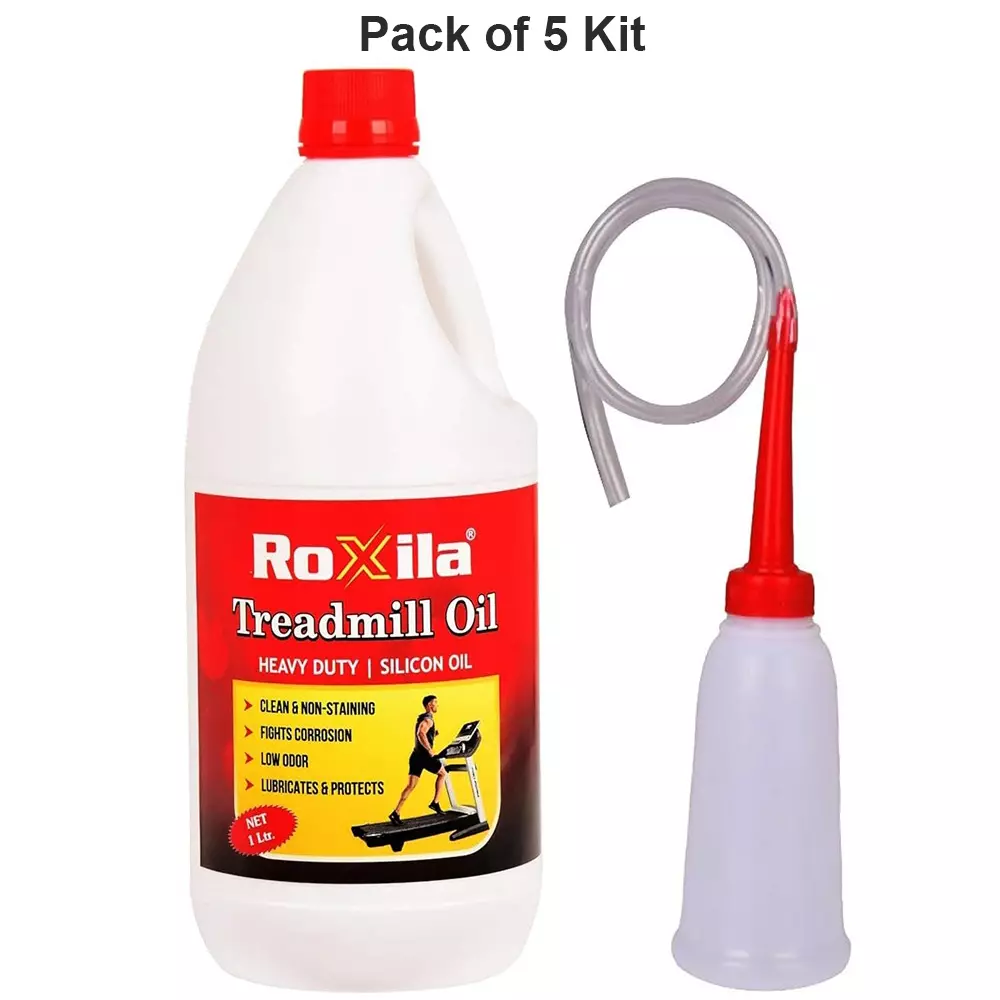 roxila-pure-silicone-treadmill-lubricant-oil-heavy-duty-high-viscosity-with-squeeze-bottle-and-nozzle-1-l-pack-of-5