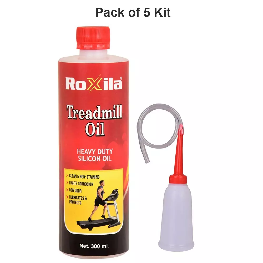 roxila-pure-silicone-treadmill-lubricant-oil-heavy-duty-high-viscosity-with-squeeze-bottle-and-nozzle-300-ml-pack-of-5