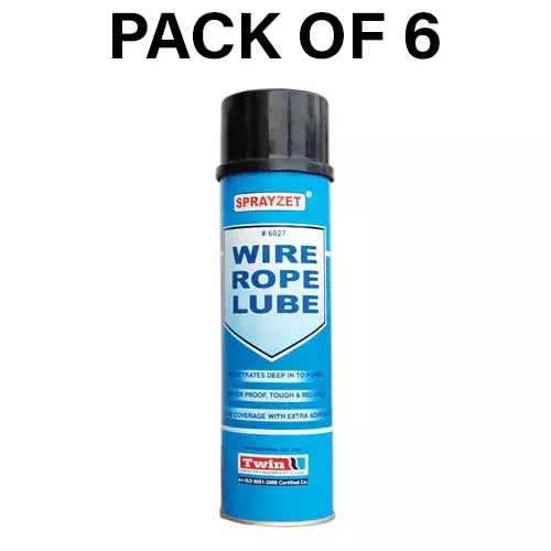 SPRAYZET Wire Rope Lube Spray 500 ml for Industrial Use, E3030 (Pack of 6)