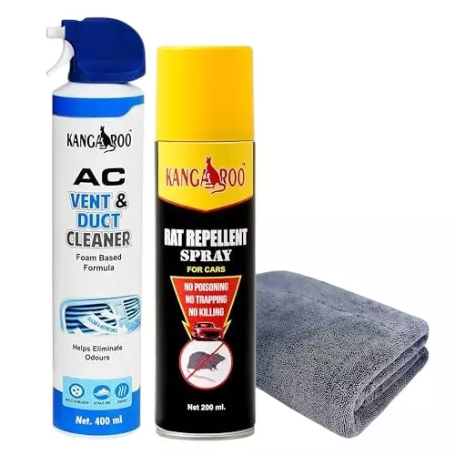 Kangaroo 400 ml AC Vent & Duct Cleaner, 200 ml Rat Repellent with Microfiber Cloth, AC_RAT_TOWEL