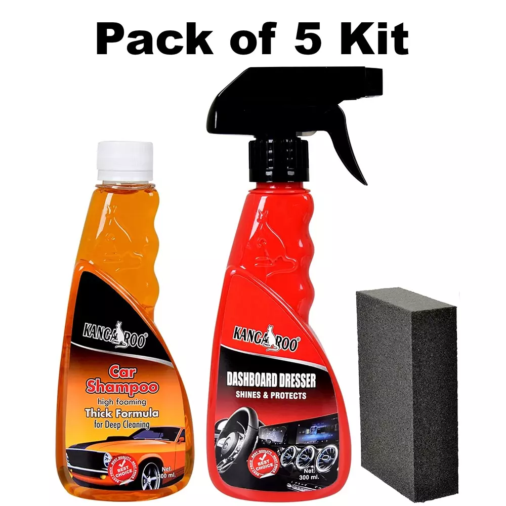 kangaroo-300-ml-each-car-shampoo-dashboard-dresser-polish-and-foam-applicator-liquid-form-for-all-cars-new_cs_dd_300-pack-of-5-kit