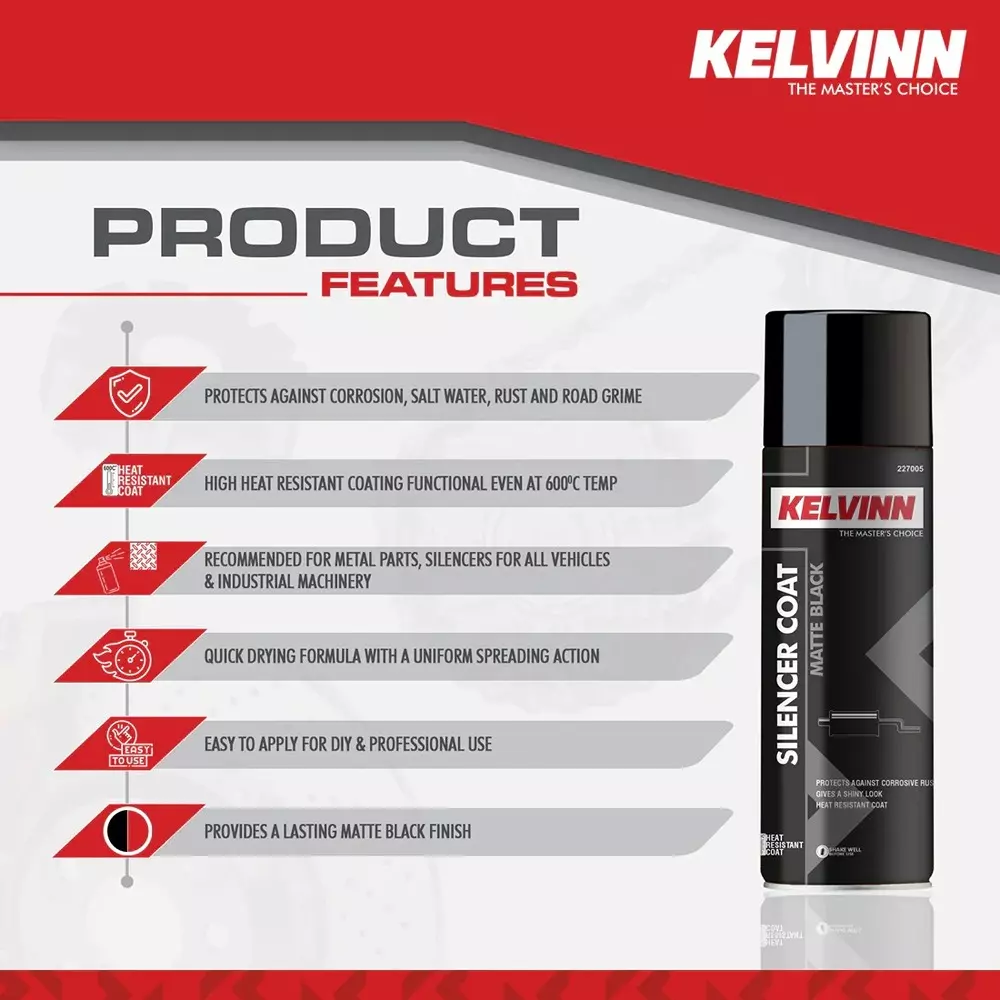 KELVINN Silencer Coating Matte Black Heat-Resistant Anti-Corrosive 400 ml