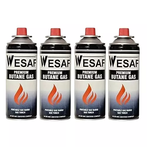 WESAF Butane Gas Canister Suitable for Camping Stove, Welding Torch and Lighters 310 g Weight (Pack of 4)