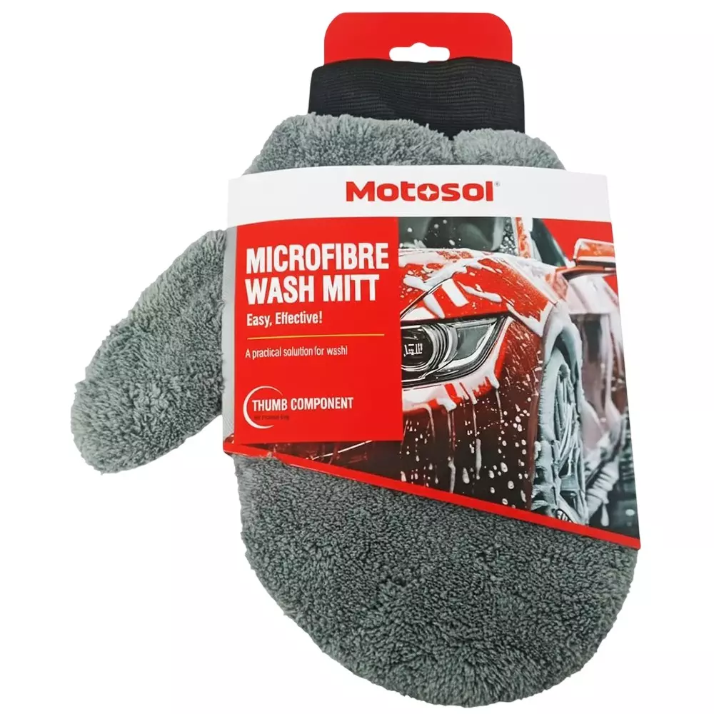 Motosol Microfiber Wash Mitt Scratch-Free Ultra-Soft & High Absorbency for Cars, SUVs & Bikes