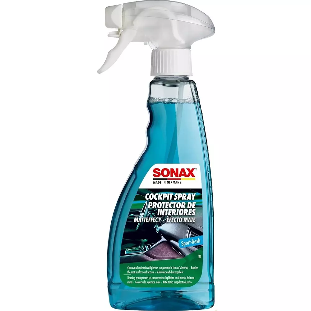 SONAX Cockpit Spray Matt Effect 500 ml Sport Fresh Fragrance for Matte, Textured Surfaces, Wooden Panels (Article No. 03572410)