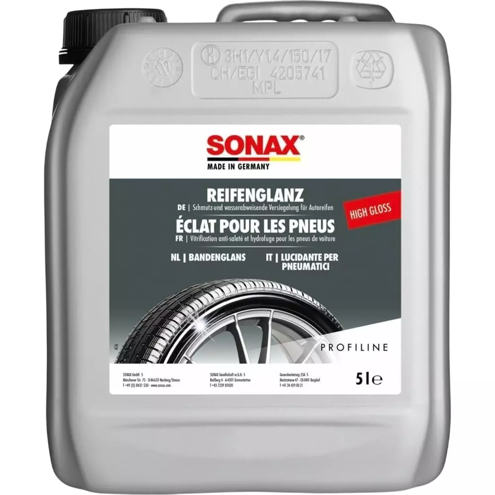 SONAX Profiline Tyre Gloss 5 L Deep Black Gloss Finish Long-Lasting Protection for All Tyres (Article No. 02355000)