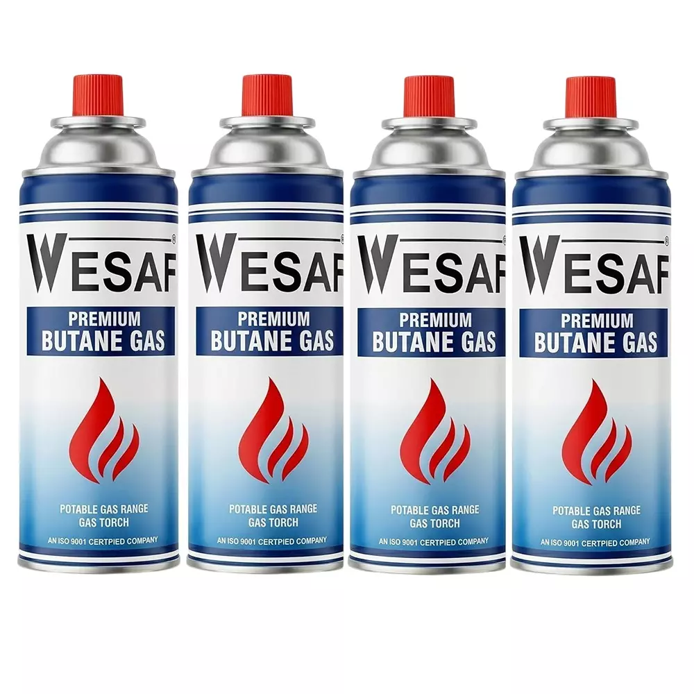 WESAF Butane Gas Canister Suitable for Camping Stove, Welding Torch and Lighters 225 g Weight (Pack of 4)