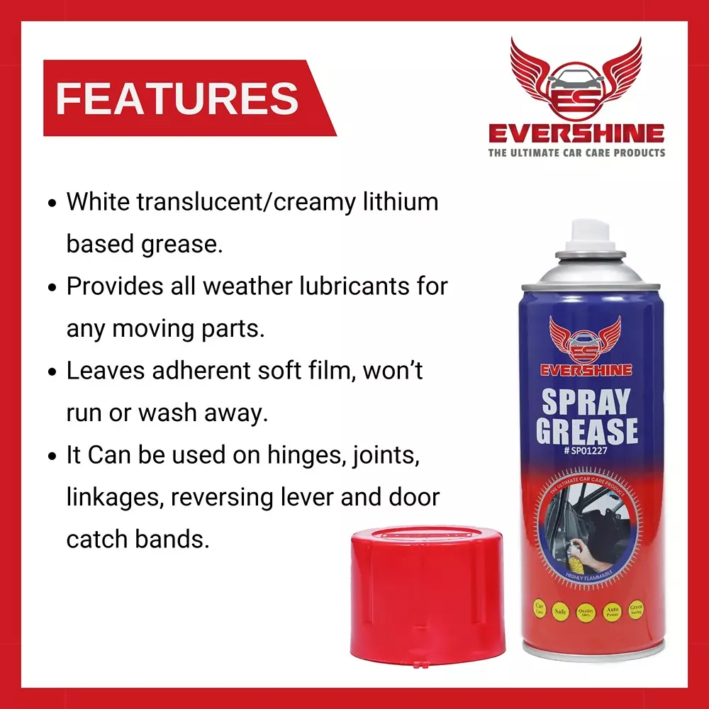 Evershine Spray Grease 500 ml Lithium-Based, SP0127 (Pack of 6)