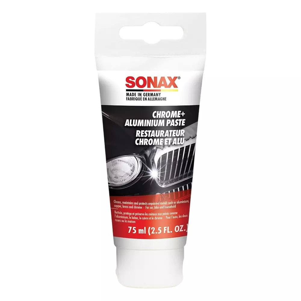 SONAX Chrome & Aluminum Polishing Paste 75 ml, Restores Shine with Protective Film