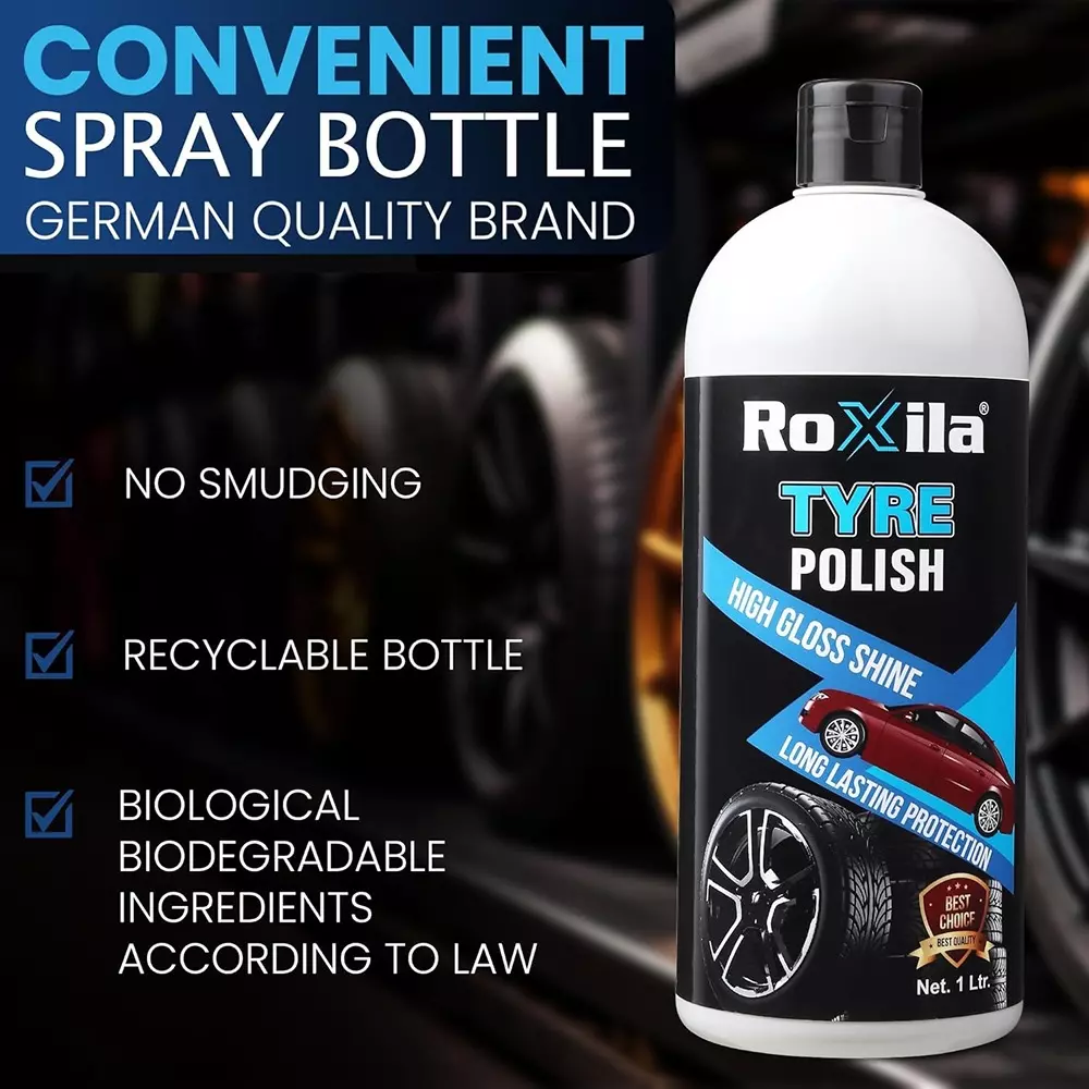roxila-quick-dry-tyre-polish-with-microfiber-cloth-unscented-silicone-emulsion-1-l-bottle-liquid-for-non-greasy-shining-polishing-car-bike