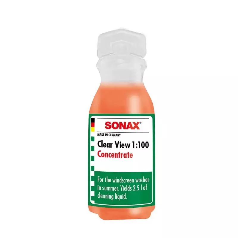 SONAX Clear View Windshield Washer Concentrate 1:100 Removes Insects, Oil, Road Grime & Silicone 25 ml (Article No. 03711000)